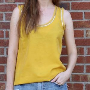 Kenar 100% Silk Mustard Yellow Color Top